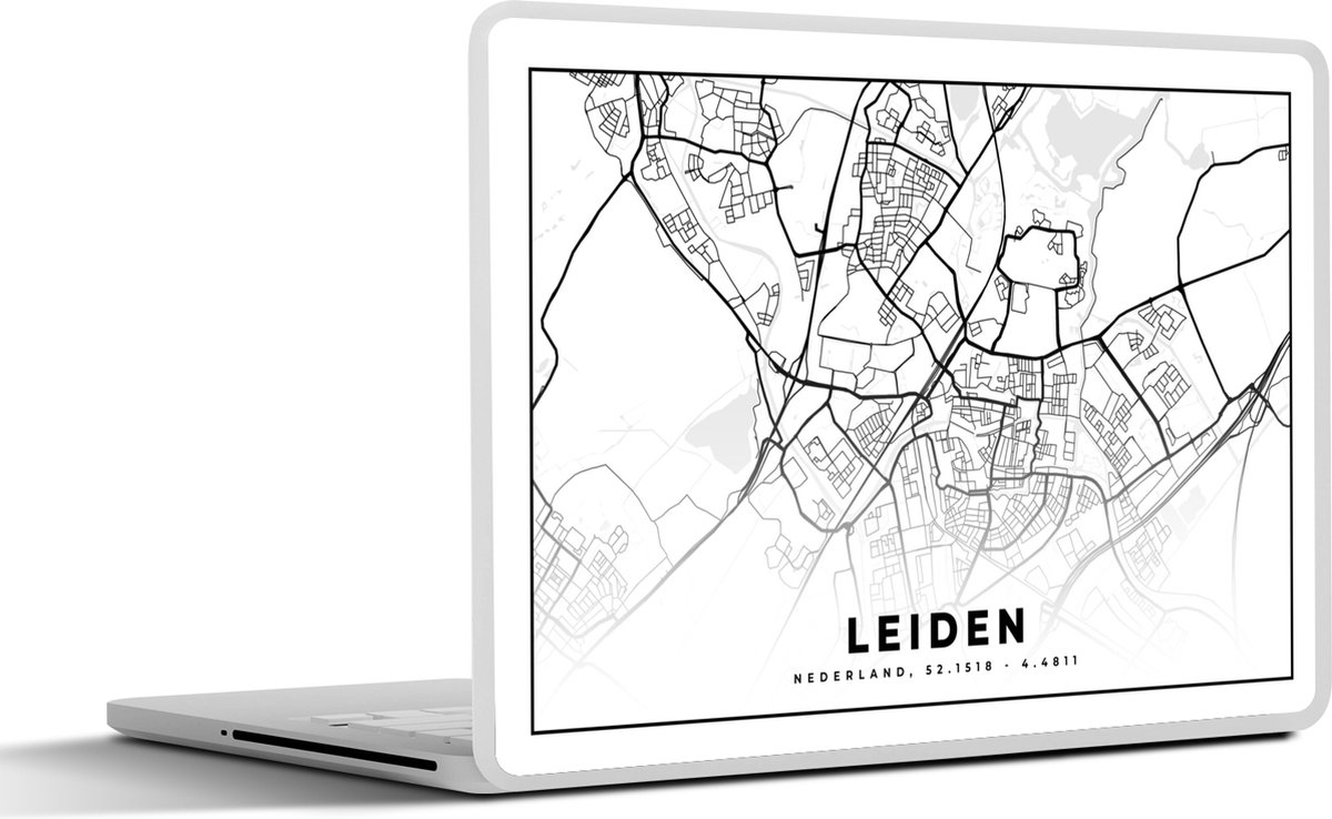Laptop sticker - 12.3 inch - Kaart - Leiden - Nederland - 30x22cm - Laptopstickers - Laptop skin - Cover