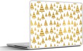 Laptop sticker - 12.3 inch - Kerst - Kerstbomen - Goud - Patronen - 30x22cm - Laptopstickers - Laptop skin - Cover