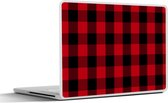 Laptop sticker - 12.3 inch - Plaid - Patroon - Rood - Zwart - 30x22cm - Laptopstickers - Laptop skin - Cover