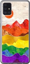 Geschikt voor Samsung Galaxy A52 5G hoesje - Regenboog - Marmer print - Pride - Siliconen Telefoonhoesje