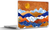 Laptop sticker - 15.6 inch - Delfts Blauw - Goud - Patronen - 36x27,5cm - Laptopstickers - Laptop skin - Cover