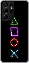 Geschikt voor Samsung Galaxy S21 Ultra hoesje - Gaming - Controller - Neon - Siliconen Telefoonhoesje