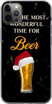 Geschikt voor iPhone 13 Pro Max hoesje - It's the most wonderful time for beer - Kerst - Quotes - Bier - Spreuken - Siliconen Telefoonhoesje