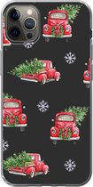 Geschikt voor iPhone 12 Pro Max hoesje - Kerst - Kerstboom - Auto - Design - Siliconen Telefoonhoesje