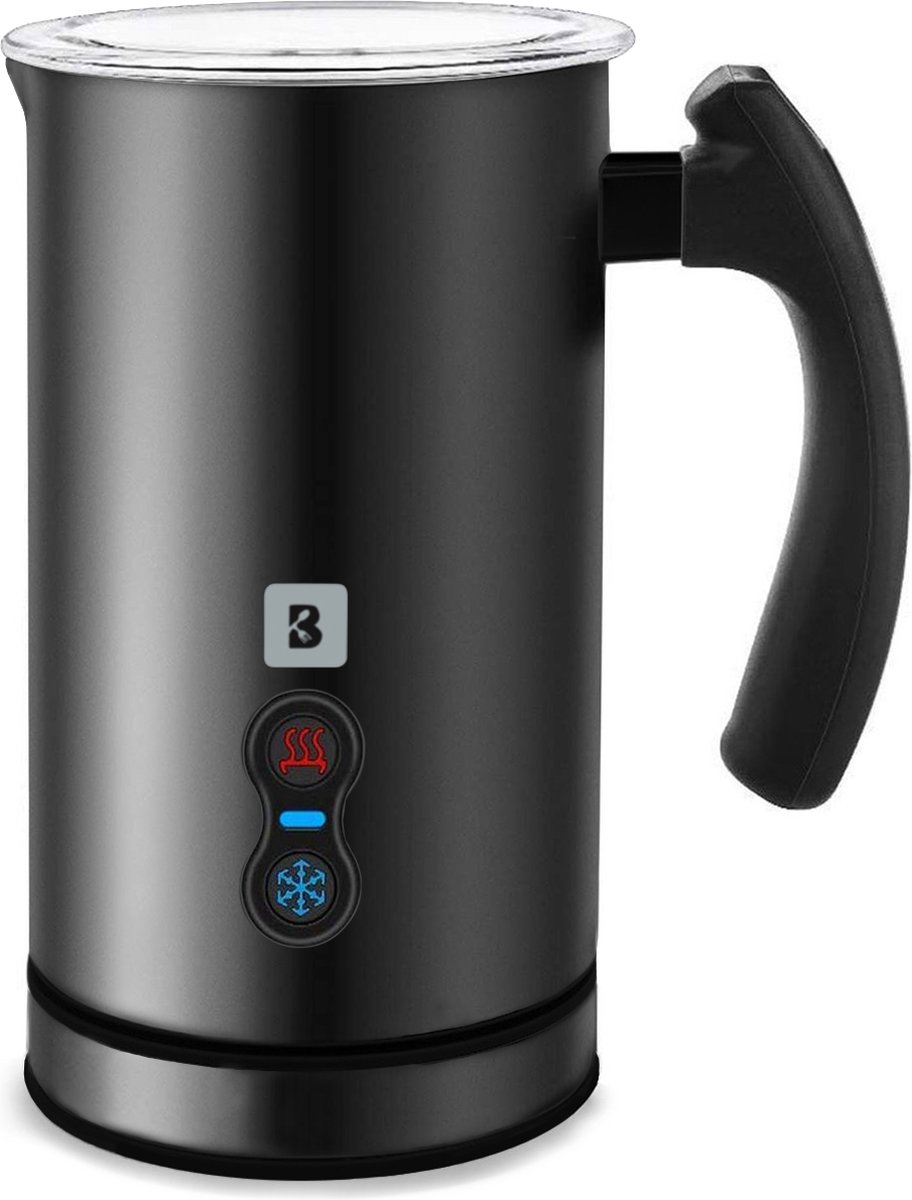 KitchenBrothers Elektrische Melkopschuimer – Voor Cappuccino en Latte – Handige Melkschuimer – Zwart