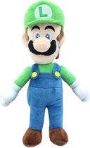 Super Mario Bros Pluche Knuffel Luigi (Staand 36 cm)  + Super Mario Sticker | Mario Luigi Peluche Plush Toy | Speelgoed knuffeldier knuffelpop voor kinderen | mario odyssey , mario party Bows