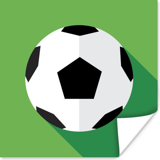 Poster Een illustratie van een voetbal op een groene achtergrond - Jongens - Meisjes - Kinderen - 30x30 cm