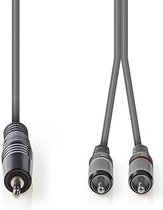 Nedis Stereo-Audiokabel - 3,5 mm Male - 2x RCA Male - Vernikkeld - 1.50 m - Rond - Donkergrijs - Kartonnen Sleeve