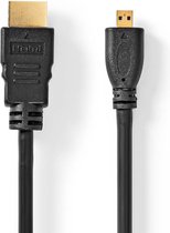 High Speed ​​HDMI™-Kabel met Ethernet | HDMI™ Connector | HDMI™ Micro-Connector | 4K@30Hz | 10.2 Gbps | 2.00 m | Rond | PVC | Zwart | Doos