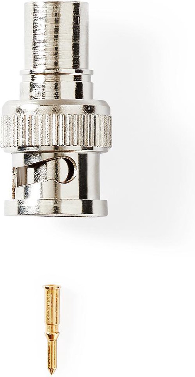 Nedis BNC-Kabelbeschermer - Recht - Male - Vernikkeld - 50 Ohm - Krimp - Diameter kabelinvoer: 7.0 mm - Staal - Zilver - 25 Stuks - Polybag