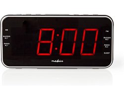 Nedis Wekkerradio - Digitale Wekker - AM / FM - Snoozefunctie - Slaaptimer - 2 Alarmen - Zwart