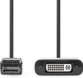 DisplayPort Mâle, DVI-D 24+1 Broches Femelle, 1080p, Plaqué nickel, Droit, 0.20 m, Rond, PVC, ABS, Noir, Boîte