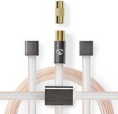 Nedis FM Dipool Antenne Set | IEC (Coax) + Coax Adapter: Male - Male | 2.0 m | Transparant - Grijs