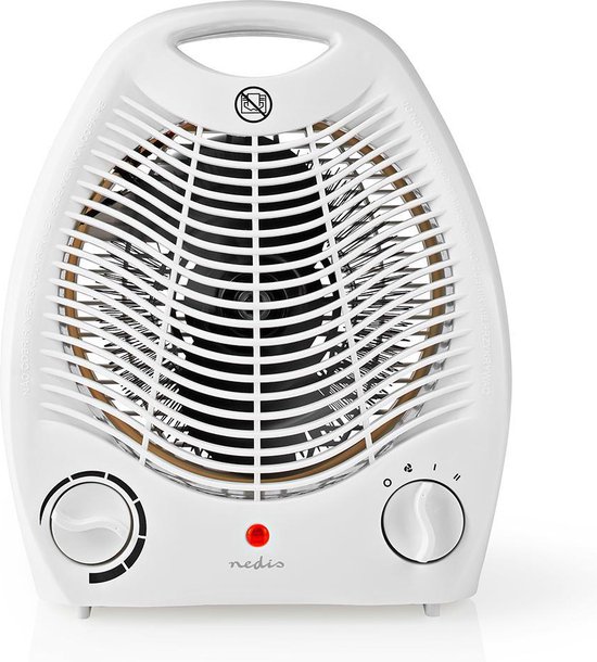 Nedis Ventilatorkachel - 1000 / 2000 W - Instelbare thermostaat - 2 Warmte Standen - Geïntegreerde handgrepen - Omvalpreventie - Wit