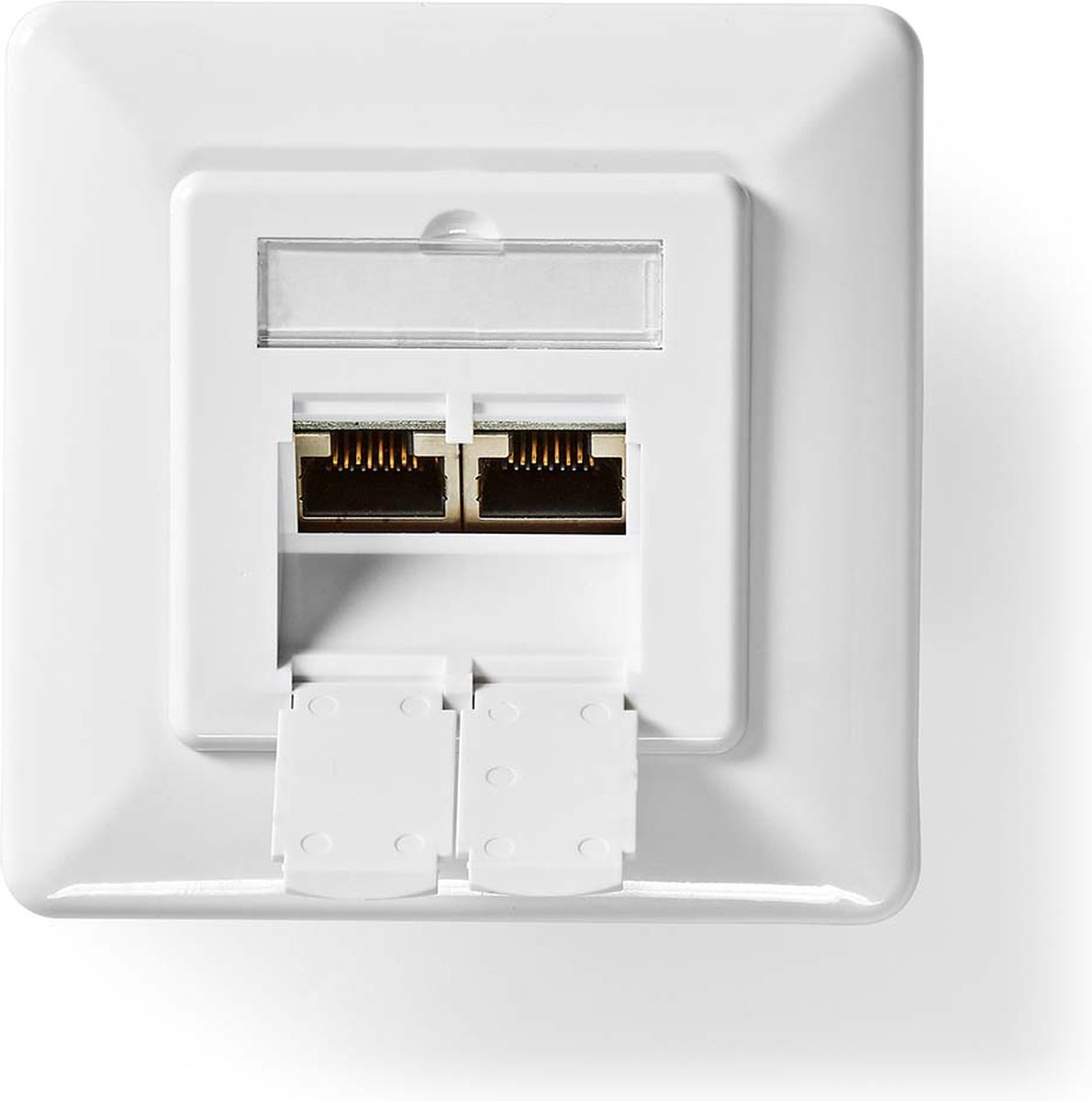 Nedis Netwerk Wanddoos | Inbouw | 2-Poorts | CAT6a | Recht | Female | Goud Verguld | PVC | Wit | Doos