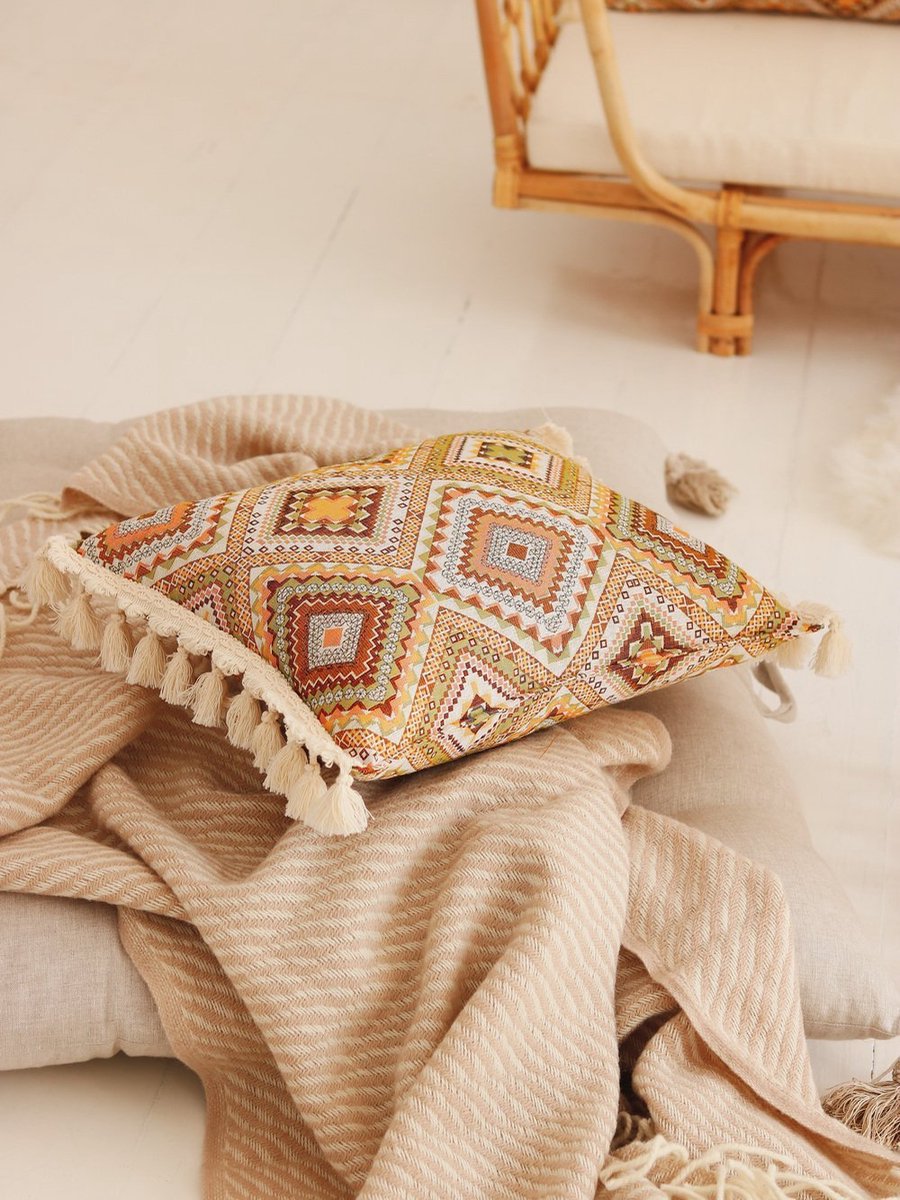 Moi Mili Kussen Met Franje 50x40cm Boho Tribe