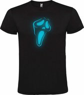 Zwart T-Shirt met “ Scream “ logo Glow in the dark Blauw Size XL