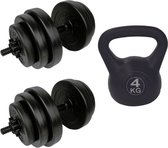 Tunturi - Fitness Set - Vinyl Halterset 28 kg - Kettlebell 4 kg