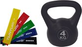 Tunturi - Fitness Set - Weerstandsbanden 5 stuks - Kettlebell 4 kg