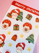 Rozeberryshop - Kerst Sticker Vel - Kerst Stickers, Kerstmis - Paddenstoelen - Kawaii - Cadeautjes - Kerst Decoratie - Kerst Bullet Journal - Planner Stickers - Stickers voor Volwassenen en K