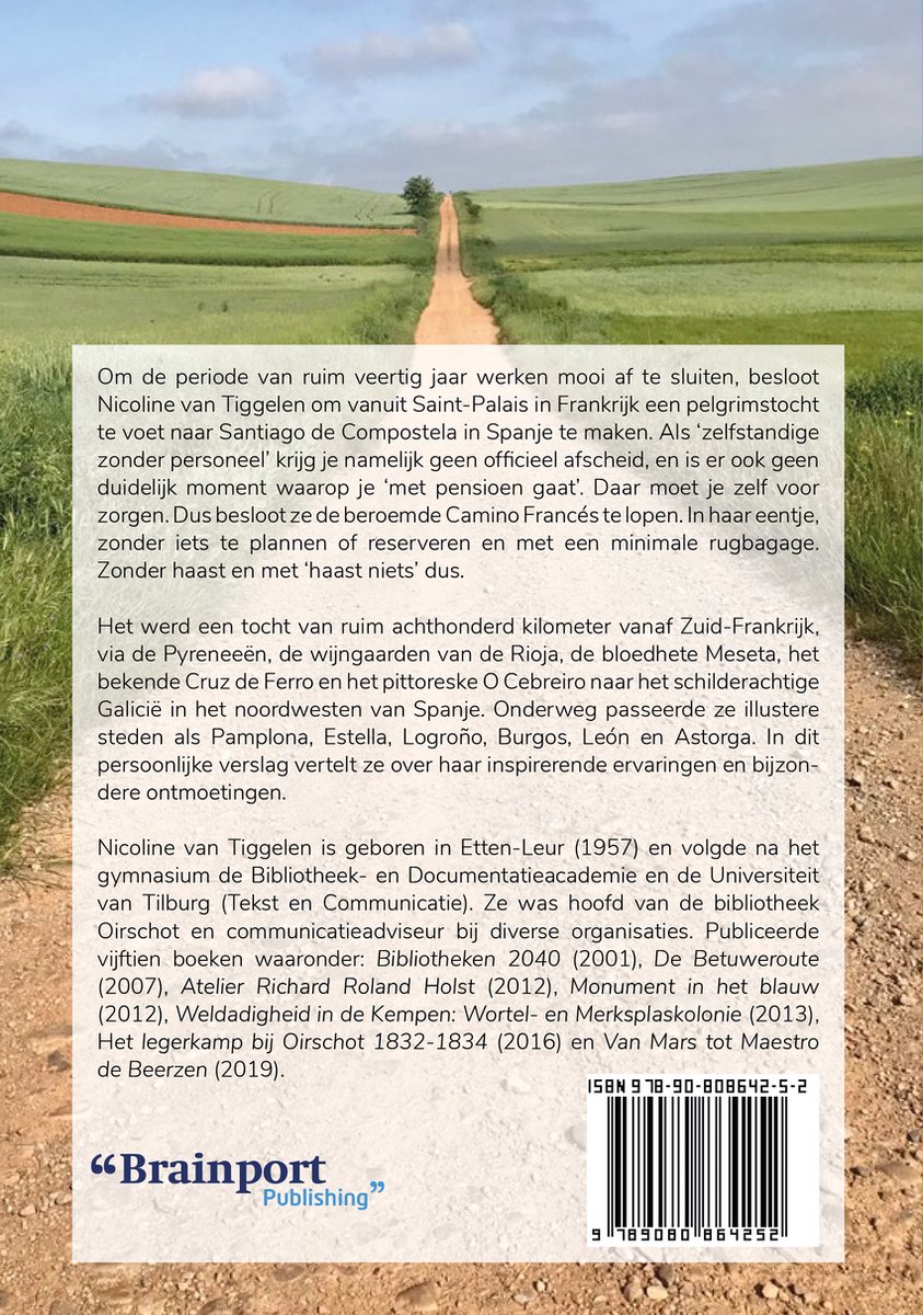 Boekcover met tekst en landkaart van Spanje. Rechtsonder een isbn.