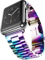 Strap-it Band geschikt voor Apple Watch - stalen band - regenboog - Maat: 42 - 44 - 45mm