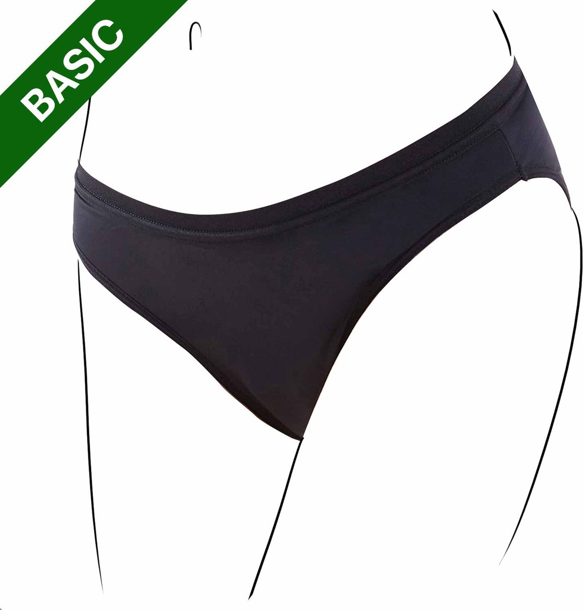 Bamboozy Menstruatie Ondergoed Basic 4-laags Maat XS 34-36 Zwart Period Underwear Duurzaam Menstrueren Incontinentie Zero Waste Jasmijn