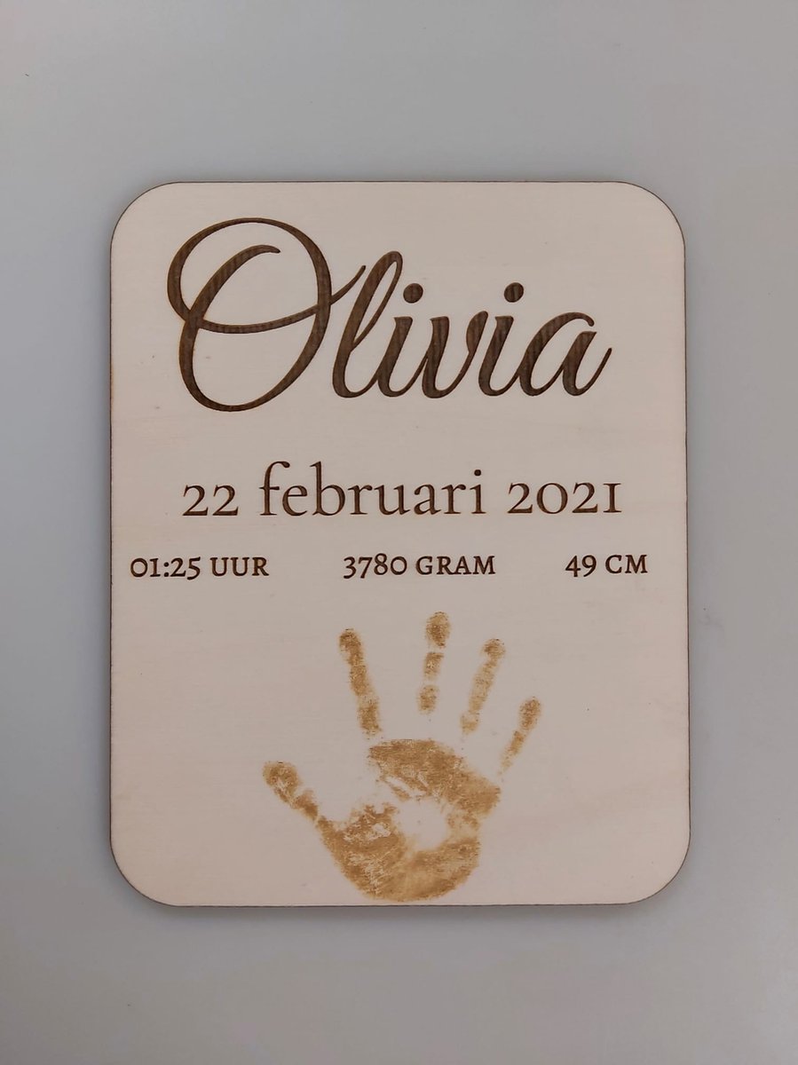 Goedkoopste Houten geboorte bordje - handafdruk - kraam cadeau - baby - herinnering voor altijd