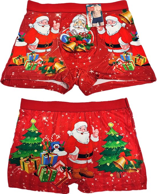 Le cadeau de Noël de boxeur de Noël dans les shorts des hommes de sous - vêtements pour hommes boîte cadeau boxer rouge taille XXL/ XXXL