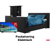 Boxspring Den Haag Elektrische vertelbaar Met voetbord tv lift 140x200