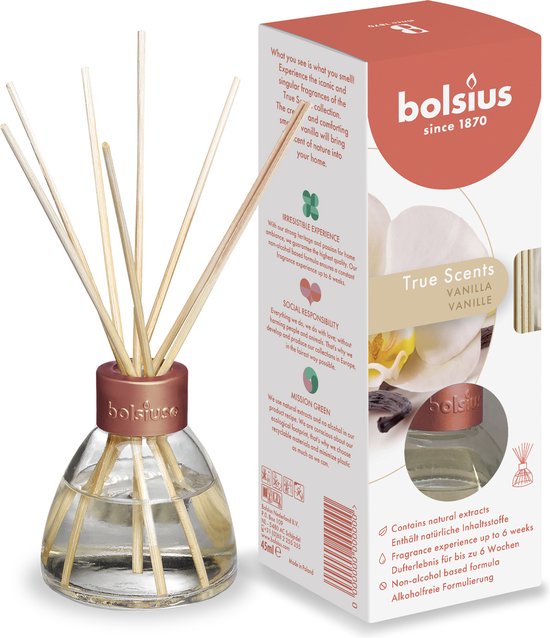 Bolsius True Scents - Geurstokjes - Vanille - 3 stuks - Voordeelverpakking - 45ml - Bolsius
