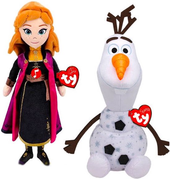 Olaf met Geluid XL 55 cm + Prinses Anna 40 cm Disney Frozen 2 Pluche Knuffel  Set |... | bol.com