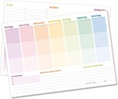 Weekplanner, A4 formaat, regenboogdesign, zonder vaste datum, 50 vellen, afsprakenplanner met to-do-lijst, boodschappenlijst, groot notitieveld en nog veel meer, klimaatneutraal en