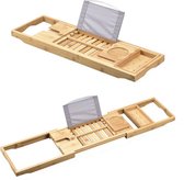 Luxe Bamboe Badplank voor in Bad - Badrek Bamboe - Badplank Verstelbaar - Bamboe Badplank - Tablet Houder Bad - Badkuip Plank