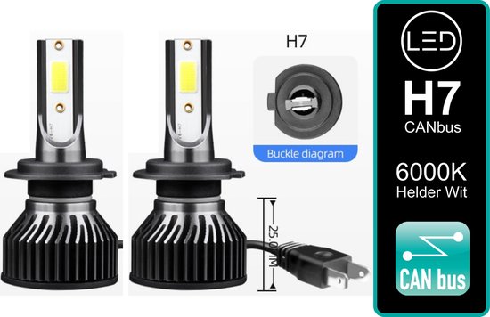 (Set 2 Stuks) H7 LED lampen 18000 Lumen Helder Wit incl CANbus EMC CHip 6000k Ultra-bright – Wit 100 Watt Motor – Auto – Motor – Dimlicht -…
