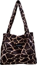 Ellastiek Tas - Tassen Dames - Bruin Giraffe - Medium Shopper - met binnenvakje