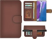 Samsung Galaxy Note20 Hoesje - Bookcase - Portemonnee Hoes Echt leer Wallet case Bruin