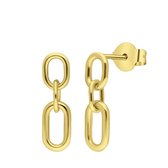 Zilveren goldplated oorknop met hanger twisted
