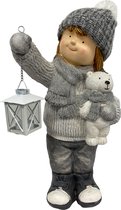 Kerstbeeld Meisje met Lantaarn - Polystone - Kerstfiguur - H. 52cm