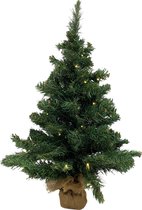 Royal Christmas® - Kunstkerstboom Dakota - Kerstboompje met Jute Voet - PVC - 50 LED - Batterijen - H.75cm