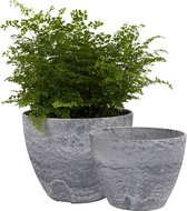 La Jolíe Muse Bloempotten voor binnen en buiten, Plantenpotten met Drainagegaten, Potten, 22cm x 19cm, Set van 2 Marmeren Patronen