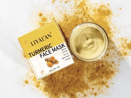 LIYALAN | Kurkuma Klei Masker | Turmeric Clay Face Mask | Facial Mask | Kurkuma Gezichtsmasker  | Gezichtsverzorging | pot 120 gr.