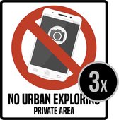Borden | Pictogram | No urban exploring | No urbex | Private area | No pictures | No photos | 22 x 25 cm | 3 stuks