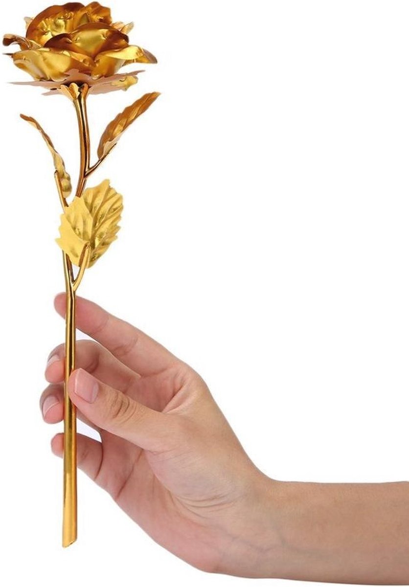 Decoratie Roos – Goudkleurig – Cadeau voor Bruiloft - Luxe en Elegante Bloem - Tafelstukjes - Bruidsboeketten - DIY Decoratie - Realistisch Uiterlijk - Hoogwaardige Kwaliteit - Gouden Rozen