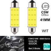( Set 2 Stuks ) C5W / C10W 41mm Wit 6000K 12V LED CANbus Geschikt met ESP CHIP foutloos - 3030 SMD - 6000 Kelvin -950 Lumen
