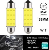 ( Set 2 Stuks ) C5W 39mm Wit 6000K 12V LED CANbus Geschikt met ESP CHIP foutloos - 3030 SMD - 6000 Kelvin -950 Lumen