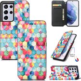 Luxe PU Lederen Wallet Case met Magneetsluiting voor Galaxy S21 Ultra 5G _ Magische Ruimte