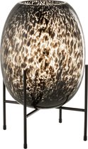J-Line Vaas Op Voet Stip Glas Zwart Large