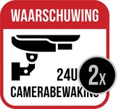 Stickers | Pictogram | "24u/24 camerabewaking" |  Waarschuwing - Camerabewaking | Beveiliging | CCTV | 25 x 25 cm | 2 stuks