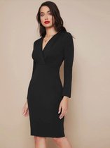 Elegante Jurk met Hoge Taille, Zwart, Maat XL (42)